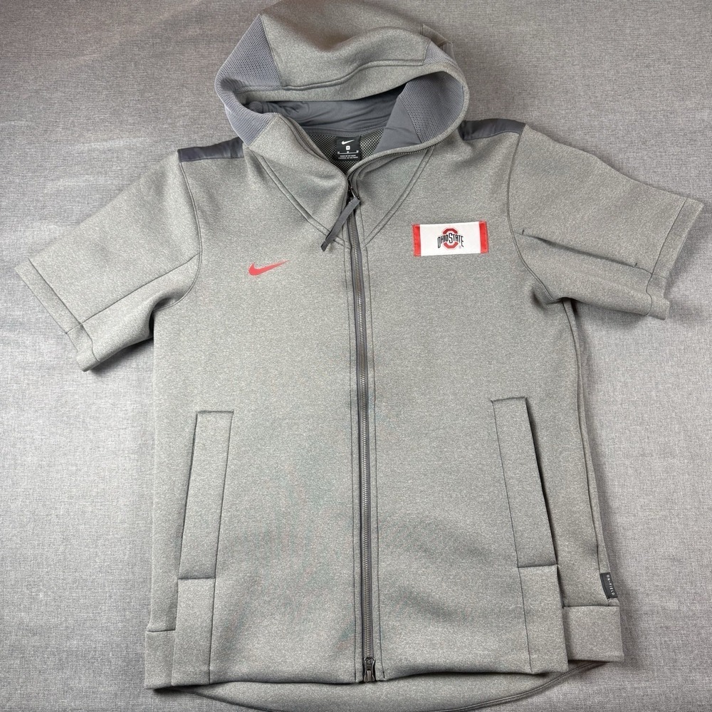 Nike OhioOn-Field College Showout Short Sleeve Hoodie Men's Medium CQ5336-050